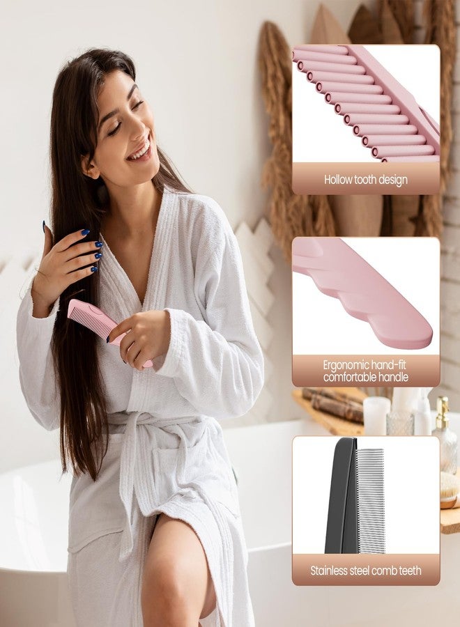 EHBELIF Dandruff Comb 2PC Upgraded Fine Tooth Scalp Detox Comb Lice for Women, Men & Kids Scalp Detoxing, Sweep & Massage Hair Brush Tool with Elegant Box for Hair Care (Pink) - Image 5